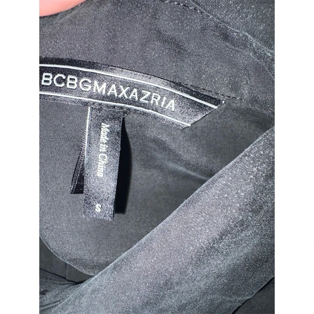 BCBGMAXAZRIA Blouse Womens Size S Black Sleeveless Button Front Hi-Low Top - Picture 7 of 9